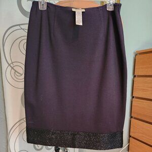 Neiman Marcus Embellished Beaded Navy Pencil Skirt